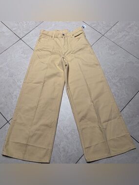 GAP Mid Rise Wide Leg Pants - Light Yellow